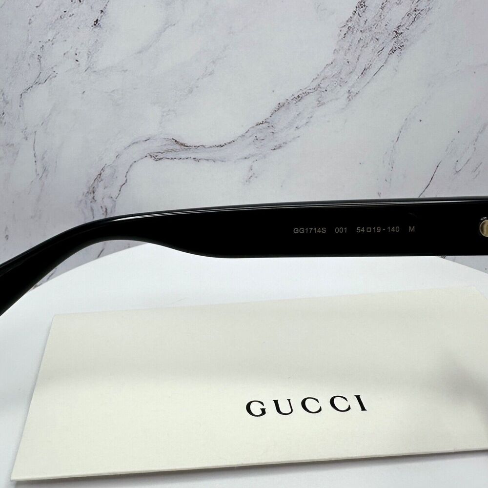 New GUCCI Sunglasses Black Gold Interlocking GG Logo 54-19-140 mm - Picture 6 of 16